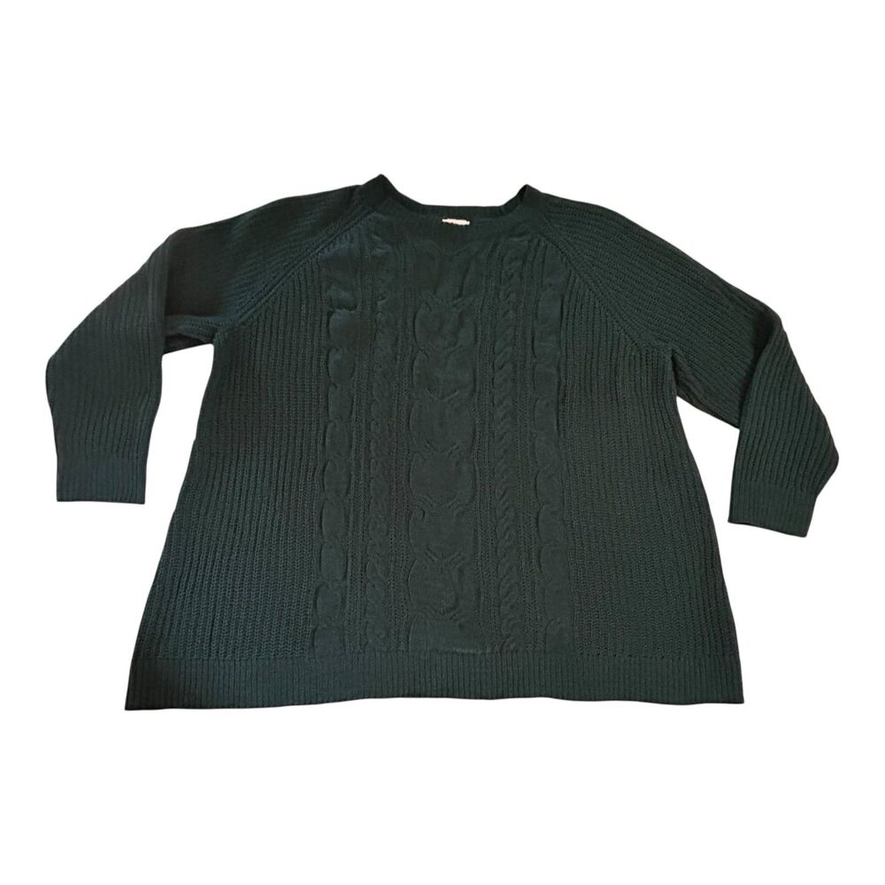J Jill Chenille Cable Knit Sweater Forest Emerald Green Pullover Women’s 2X